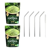 Herbata - Organiczna zielona herbata Matcha w proszku 100 g + 4 słomki ze stali nierdzewnej - miniaturka - grafika 1