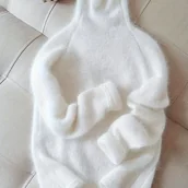 Swetry damskie - TEMU Elegancka Biała Bluzka - Miękki Sweter z Wysokim Kołnierzem , Jednokolorowe Topy na Wiosnę/Jesień, Na Wesele i Specjalne Okazje, Uniwersalna - miniaturka - grafika 1