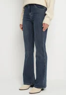 Spodnie damskie - Niebieskie Jeansy Dzwony z Wysokim Stanem z Dodatkiem Wiskozy Alindria - miniaturka - grafika 1