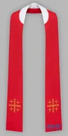 Szaty liturgiczne - Czerwona stuła haftowana - szeroka jednostronna - miniaturka - grafika 1