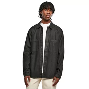 Urban Classics Oversized Denim Pocket Shirt męska koszula z długim rękawem niebieska Basics, Realblack Washed, XL - Koszule męskie - miniaturka - grafika 1