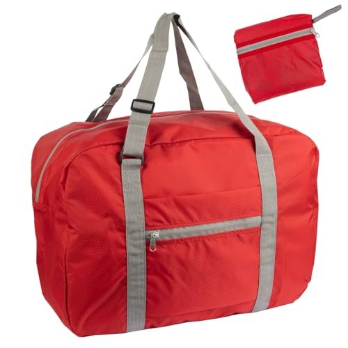 WEDO BAGTOGO Torba podróżna – składana torba podróżna (35 l), wodoodporny i lekki nylon, regulowane paski do noszenia, wodoodporne zamki błyskawiczne, pasek do mocowania wózka, czerwona, czerwony