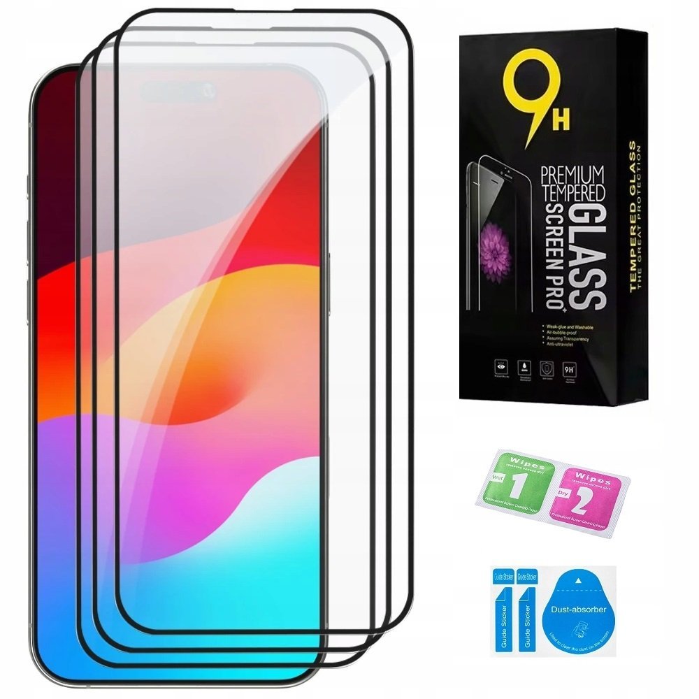 3 SZT SZKŁO HARTOWANE do iPhone 17 AIR OCHRONA NA CAŁY EKRAN PEŁNE 9H