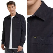 Koszule męskie - Lee LEESURE SHIRT Black CZARNA SZTRUKSOWA KOSZULA REGULAR FIT M - miniaturka - grafika 1