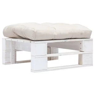 vidaXL Ogrodowy stołek z palet z piaskową poduszką, biały, drewno FSC vidaXL - Pozostałe meble ogrodowe - miniaturka - grafika 1