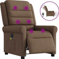 Fotele - vidaXL Rozkładany fotel masujący, elektryczny, brązowy, tkanina - miniaturka - grafika 1