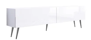 Szafka pod TV biały mat / biały połysk, chromowane nóżki, A: szer: 170 cm, wys: 52 cm, gł: 32 cm - Szafki RTV - miniaturka - grafika 1