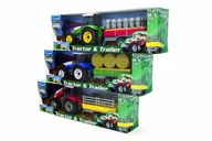 Samochody i pojazdy dla dzieci - TEAMA TOYS Traktor niebieski + przyczepa z sianem 1:32 - miniaturka - grafika 1