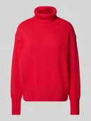 Swetry damskie - Sweter z dzianiny z golfem - miniaturka - grafika 1