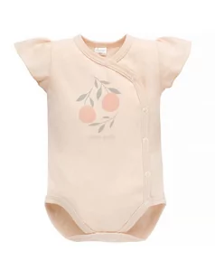 Pinokio Body niemowlęce bawełniane rozpinane krótki rękaw Summer Garden beżowe, Rozmiar: 56 - Body dla niemowląt - miniaturka - grafika 1