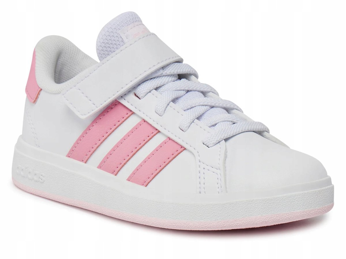 BUTY dziecięce ADIDAS GRAND COURT ID0738 sportowe białe różowe paski 28,5