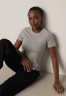 Koszulki i topy damskie - Szary Bawełniany T-shirt w Klasycznym Stylu Nedila - miniaturka - grafika 1