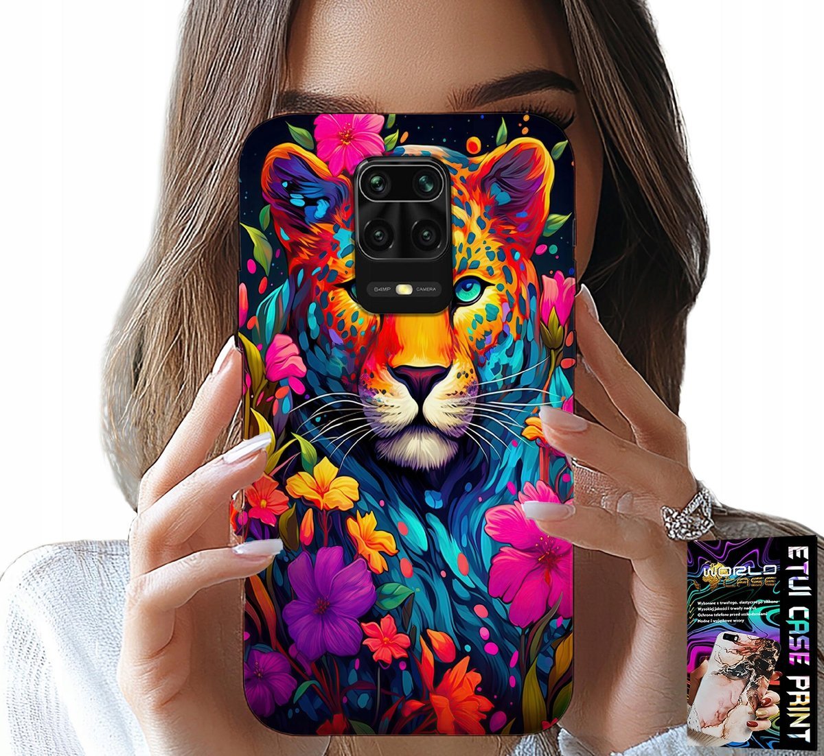 ETUI DO XIAOMI NOTE 9 PRO / 9S - KWIECISTE WZORY TYGRYS TYGRYSEK + FOLIA