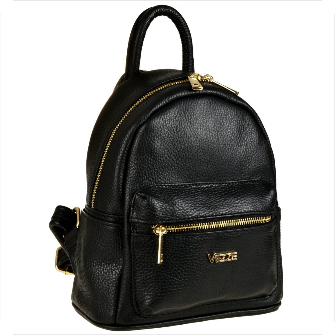 VEZZE Plecak damski czarny ze skóry naturalnej z zamkiem