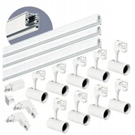 Lampy sufitowe - Zestaw szynowy 3 fazowy szyna 1m+1m+1m, 9x Lampa, łącznik L Biały komplet - miniaturka - grafika 1