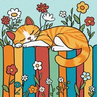 Malowanie po numerach - Malowanie po numerach - Kot na ogrodzeniu Kids - miniaturka - grafika 1