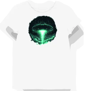 Koszulka damska biała z motywem świecącego spodka UFO L - Koszulki i topy damskie - miniaturka - grafika 1