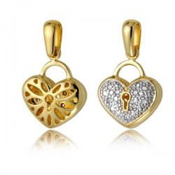 Złoty wisiorek z cyrkoniami serce Au 585