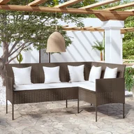 Ławki ogrodowe - vidaXL Sofa w kszta³cie litery L, z poduszkami, polirattan, br±zowa - miniaturka - grafika 1