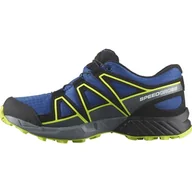 Buty dla chłopców - Salomon Speedcross ClimaSalomon Wodoodporne trampki do codziennego użytku i na zewnątrz dla dzieci, Optymalne dopasowanie, uchwyt, Wodoodporny, Niebieski Nautical Blue Black Acid Lime, 39 EU - miniaturka - grafika 1