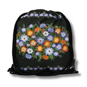 Plecaki worki - Plecak z podszewką folk opolski kwiaty lato czarny - miniaturka - grafika 1