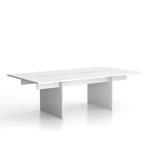 Stół konferencyjny SOLID + 2x rozszerzenie blatu, 2400 x 1250 x 743 mm, biały - Biurka - miniaturka - grafika 1