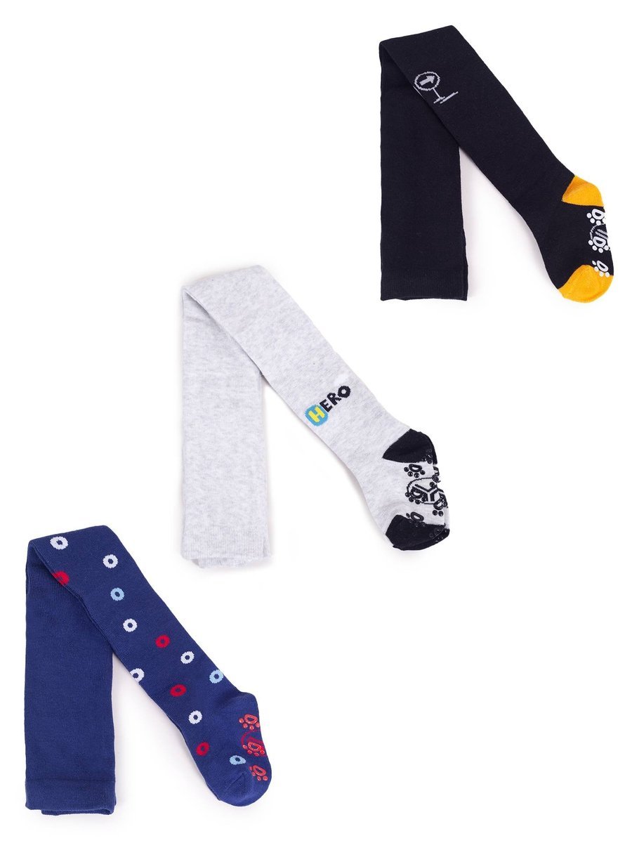 Rajstopy Chłopięce Bawełniane We Wzory Z Abs 3Pak 80-86 Yoclub