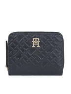 Portfele - Tommy Hilfiger Mały Portfel Damski Th Refined Med Za Mono AW0AW15755 Czarny - miniaturka - grafika 1