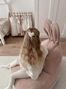 Uszata pufa siedzisko z oparciem Funny Bunny Sztruksowa - Różowa - Szafy i szafki dla dzieci - miniaturka - grafika 1