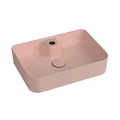 Umywalki - Massi Umywalka ceramiczna nablatowa różowa z otworem na baterie 50 x 35 cm LERA pink - miniaturka - grafika 1