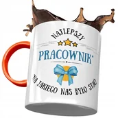 Kubki - Kubek Pomarańczowy dla Pracownika Najlepszy z Nadrukiem ze Zdjęciem + Opakowanie na prezent (wzór 04) - miniaturka - grafika 1