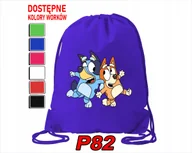 Torby szkolne - WOREK SZKOLNY NA WF BUTY DLA DZIECKA NIEBIESKI PIESEK KRÓLIKO + IMIĘ - miniaturka - grafika 1