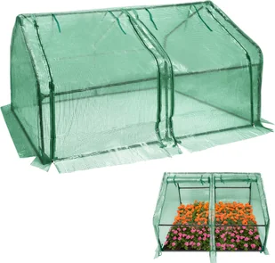 UISEBRT Mini szklarnia szklarnia pomidorowa 180x90x90cm szklarnia foliowa szklarnia pomidorowa szklarnia z oknem i drzwiami (zielona - osłona termiczna) - Szklarnie ogrodowe - miniaturka - grafika 1