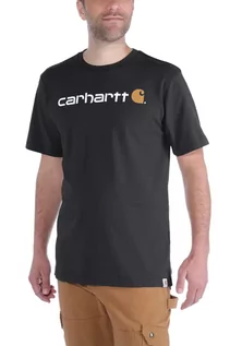 Koszulki sportowe męskie - Koszulka męska T-shirt Carhartt Heavyweight Core Logo S/S 001 czarny - grafika 1