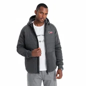 Kurtki męskie - Pikowana kurtka męska z dzianinowymi rękawami - ciemnoszara V3 C635 r. L - miniaturka - grafika 1