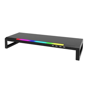 Podstawa pod monitor, DZ-01, 4x USB Hub 2.0, czarny, plastikowy, 20 kg nośność, Marvo, podświetlenie rainbow - Akcesoria do monitorów - miniaturka - grafika 3