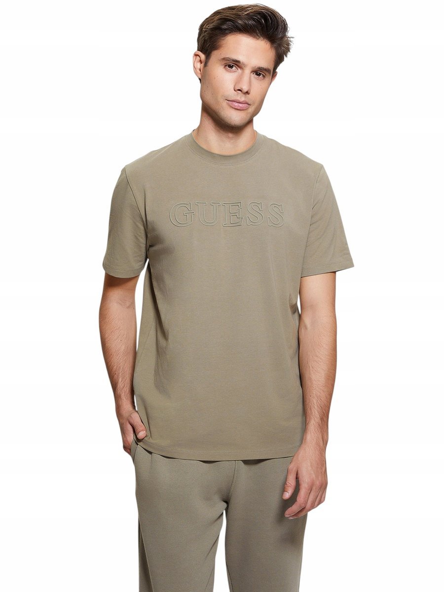 GUESS KOSZULKA MĘSKA T-SHIRT SS ALPHY T-SHIRT ZIELONA r.L