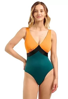 Stroje kąpielowe - Bez Complexe Beyond The Beach jednoczęściowy kostium kąpielowy bez fiszbin, czarny zielony żółty, 46 damski, Czarno-żółty, 40-42 - grafika 1