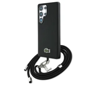 Lacoste Iconic Petit Pique Woven Logo CBDY Strap MagSafe do Galaxy S25 Ultra Czarny - Etui i futerały do telefonów - miniaturka - grafika 1