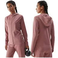 Bluzy damskie - BLUZA damska 4F dresowa sportowa ROZPINANA z kapturem DO BIEGANIA różowa XL - miniaturka - grafika 1