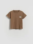 Bluzki dla niemowląt - Reserved - Bawełniany t-shirt - brązowy - miniaturka - grafika 1