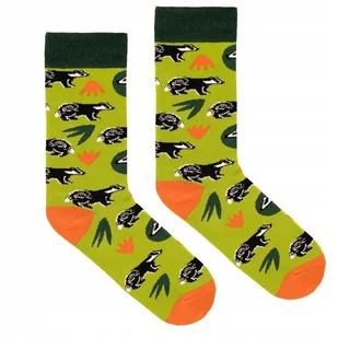 Borsuki zielone kolorowe skarpetki we wzory Kabak - Skarpetki męskie - miniaturka - grafika 1