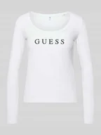 Bluzki damskie - Bluzka z długim rękawem, nadrukiem z logo i okrągłym dekoltem - miniaturka - grafika 1