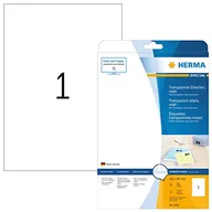 Etykiety do drukarek - HERMA 4585 odporne na warunki atmosferyczne etykiety foliowe DIN A4 przezroczyste (210 x 297 mm, 10 arkuszy, folia poliestrowa, matowa) samoprzylepne, nadają się do drukowania, folia samoprzylepna, 10 - miniaturka - grafika 1