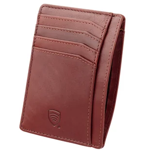 Skórzane etui na karty zbliżeniowe RFID do marynarki (Brąz) - Etui na dokumenty i karty - miniaturka - grafika 1