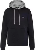 Bluzy męskie - BOSS Męska bluza z kapturem, ciemnoniebieska 402, S - miniaturka - grafika 1