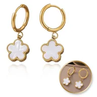 Kolczyki - Kolczyki Ze Stali Szlachetnej Platerowane 14K Złotem, Masa Perłowa Kst3390 - miniaturka - grafika 1