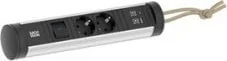 Kabel zasilający Bachmann BACHMANN CYCLE Loop 2xCEE7/3 1xswitch 1xUSB A/C 22W 2.5m CEE7/7 - Kable - miniaturka - grafika 1