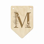 Dekoracje domu - Drewniana Girlanda Kwiatowa Proporczyki Z Literkami M Ozdoba Pokoju Dziecięcego Z Drewna  Napis Z Imieniem Na Urodziny - miniaturka - grafika 1