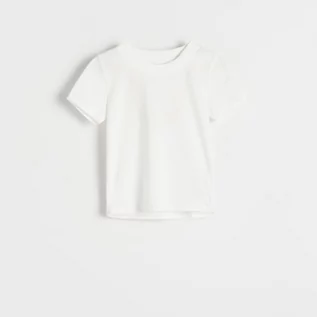 Koszulki dla dziewczynek - Reserved - Baweniany t-shirt basic - Kremowy - grafika 1